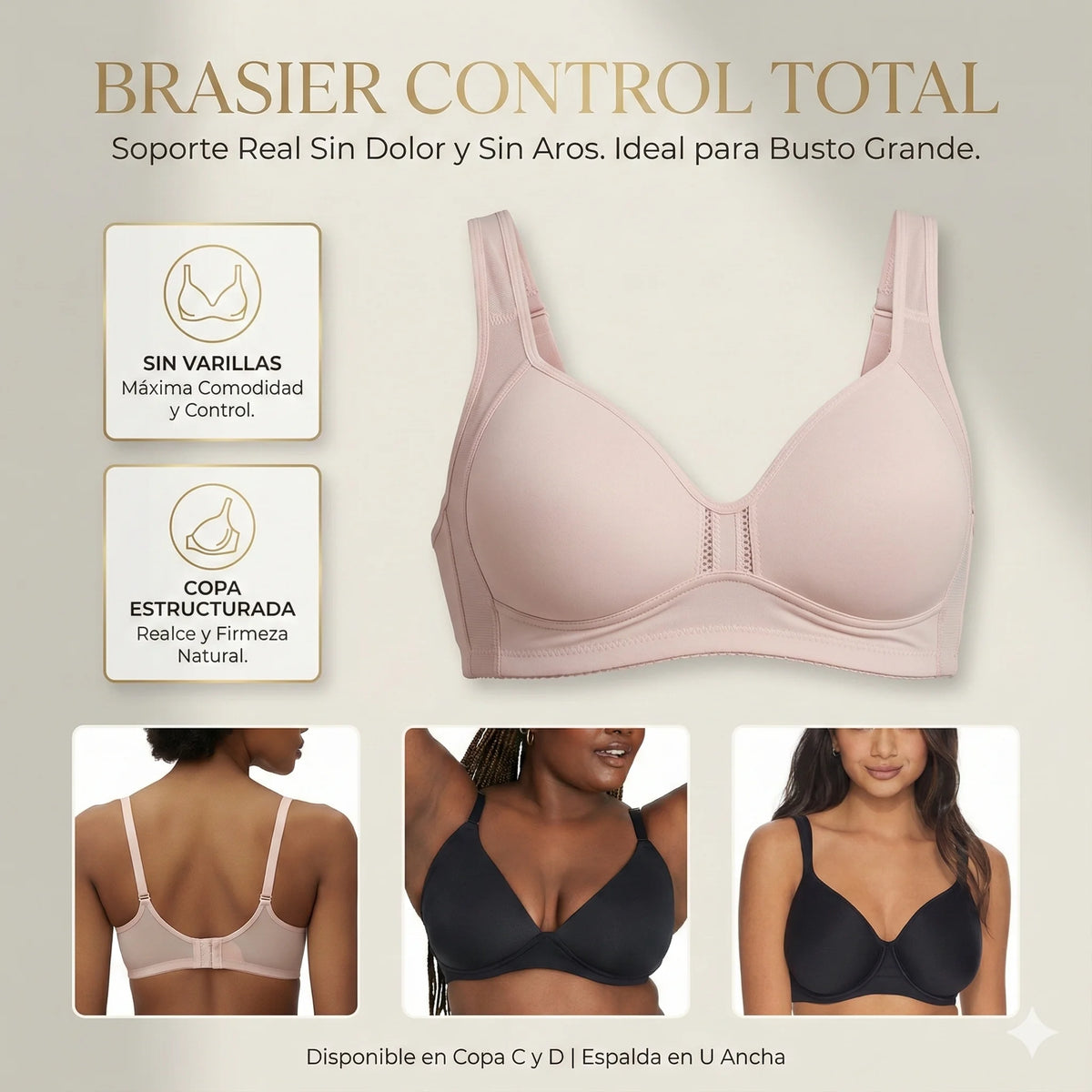 Soporte Real No sufras más. SoftLift Curve Bra ofrece la Estabilidad y Firmeza también para Busto Abundante 40% solo Hoy.