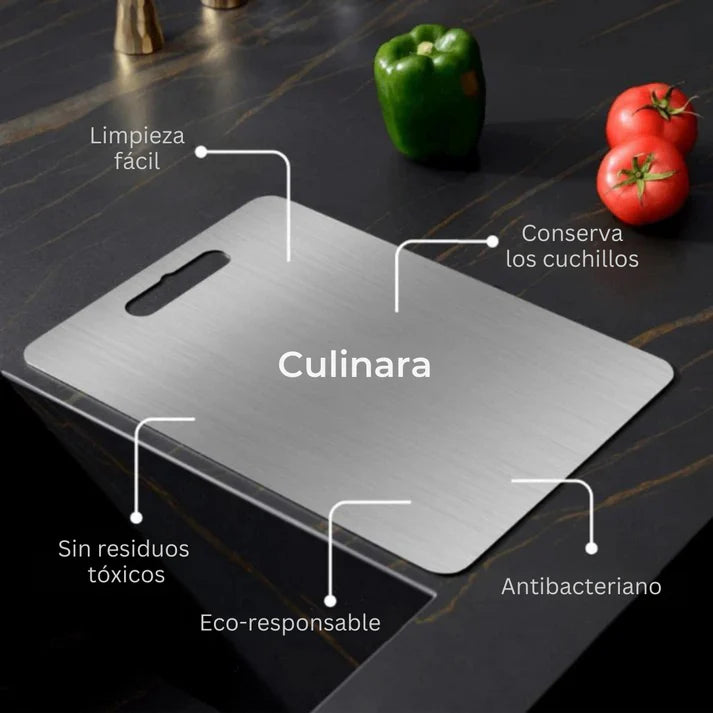 No contamines más tu comida sin darte cuenta, usa TitanSafe™ tabla de titanio.
