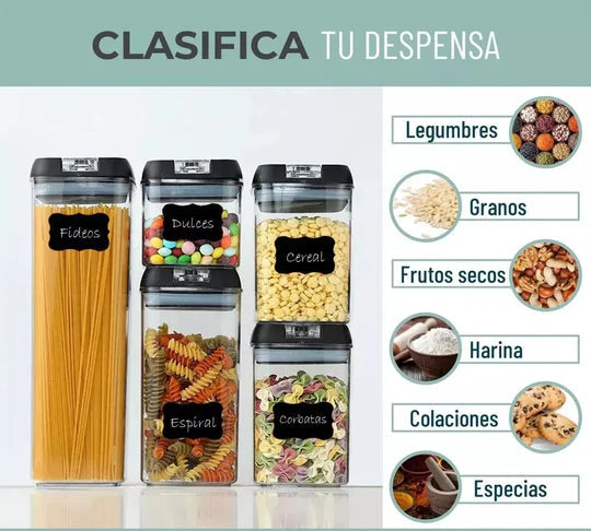 Set 7 recipientes hermeticos de cocina Sellofresh