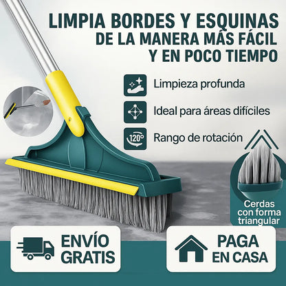 Limpieza profunda en rincones y juntas difíciles — Escoba Clean360™ 3 en 1.