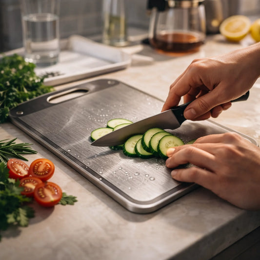 No contamines más tu comida sin darte cuenta, usa TitanSafe™ tabla de titanio.