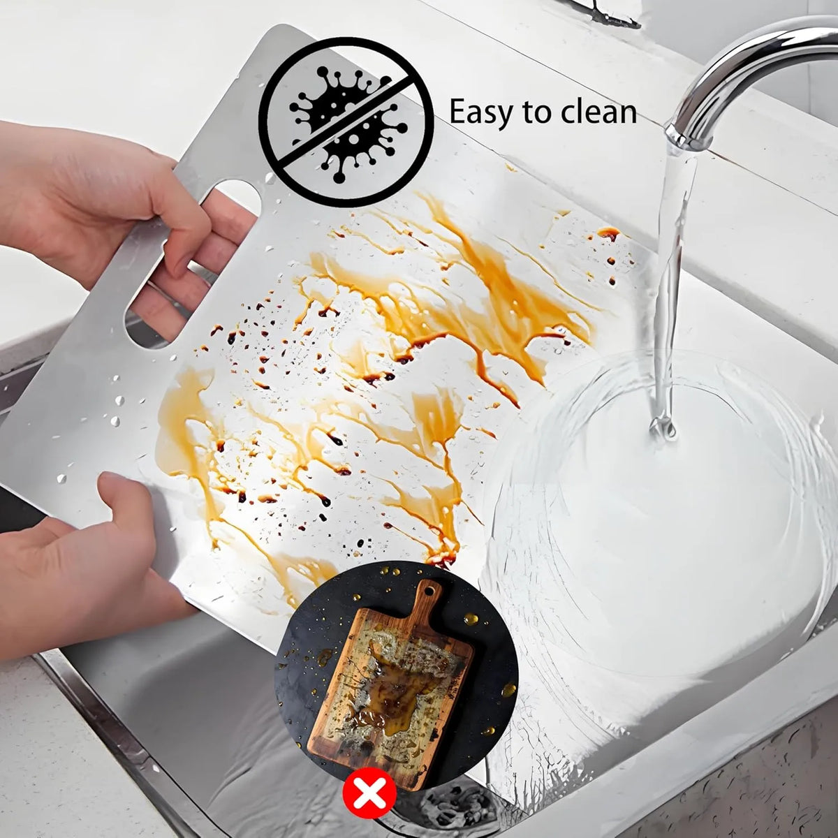 No contamines más tu comida sin darte cuenta, usa TitanSafe™ tabla de titanio.
