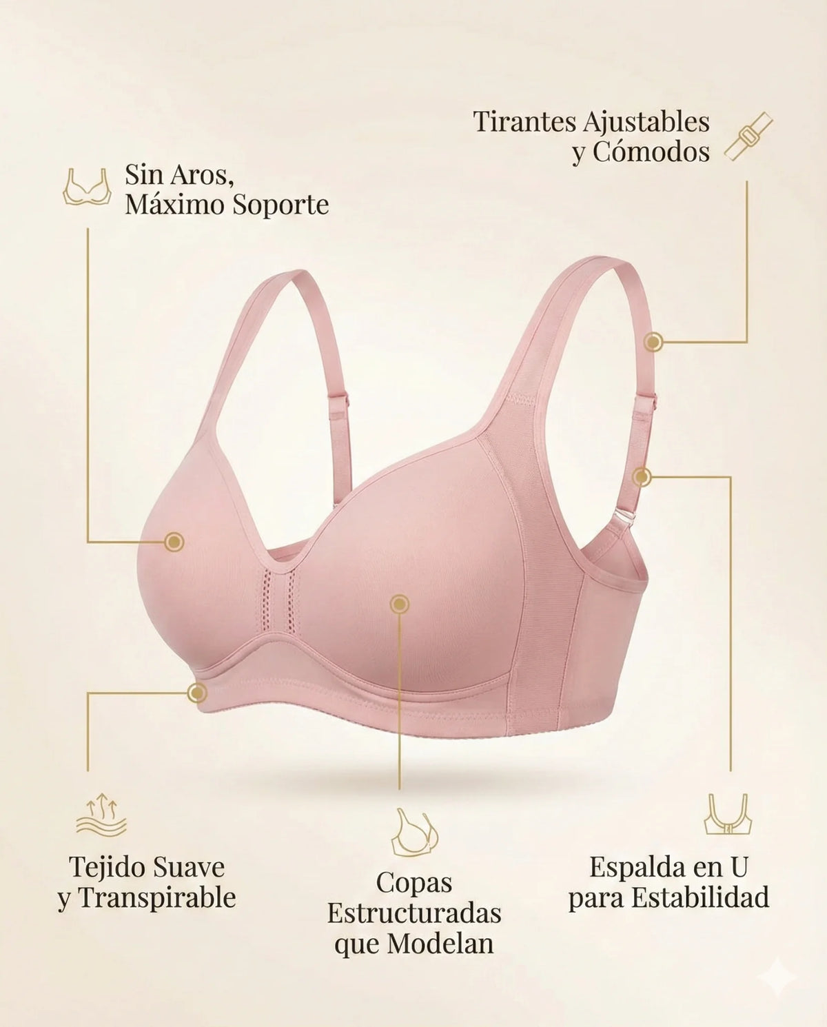 Soporte Real No sufras más. SoftLift Curve Bra ofrece la Estabilidad y Firmeza también para Busto Abundante 40% solo Hoy.
