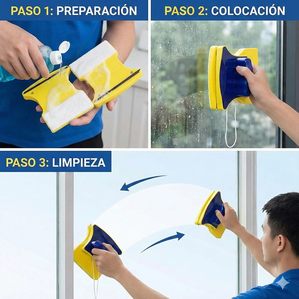 Limpia tus vidrios por ambos lados sin riesgo.