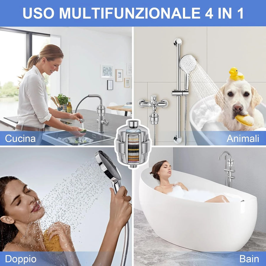 Filtro de Ducha Vitali. Elimna 99.9% de impurezas, incluye 2 filtros.