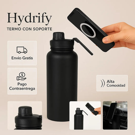 Apto para todos los celulares 💎 Hydrify™ • Botella térmica con soporte Selfie magnético 360° ⚡ Pide la tuya HOY con Envío GRATIS 🚚🔥