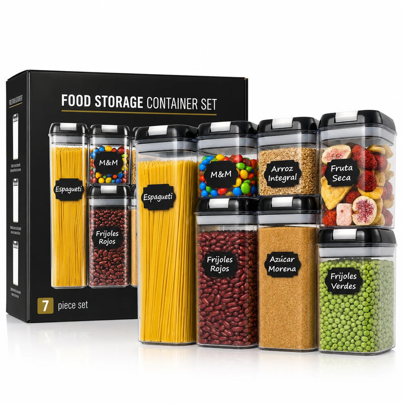 Set 7 recipientes hermeticos de cocina Sellofresh