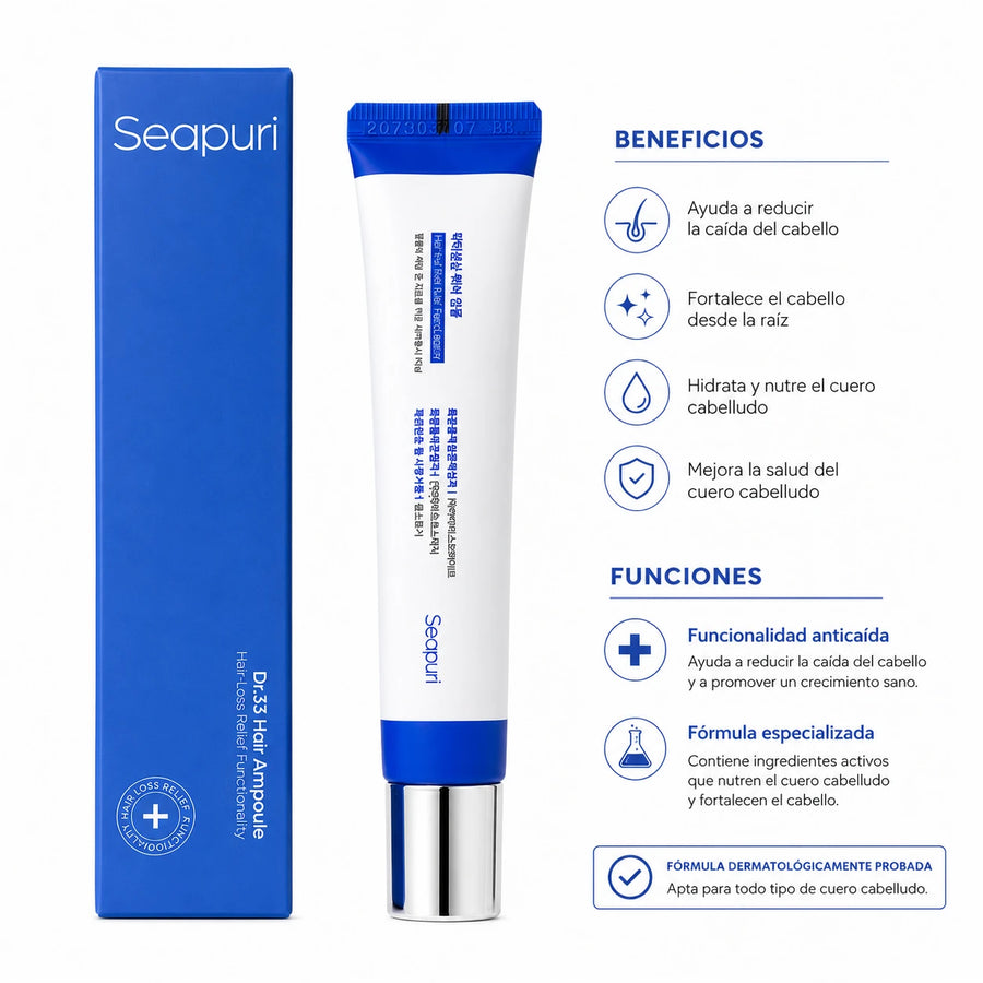 Seapuri Dr.33 Hair Ampoule — cuidado capilar avanzado en un solo paso.