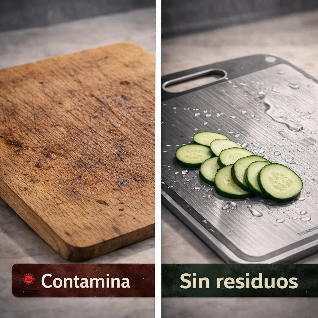 No contamines más tu comida sin darte cuenta, usa TitanSafe™ tabla de titanio.