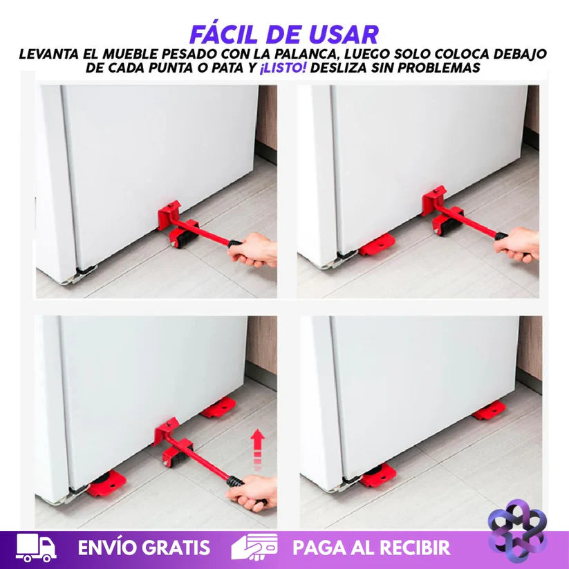 Mueve muebles pesados en segundos sin lastimar tu espalda ni rayar tu piso.